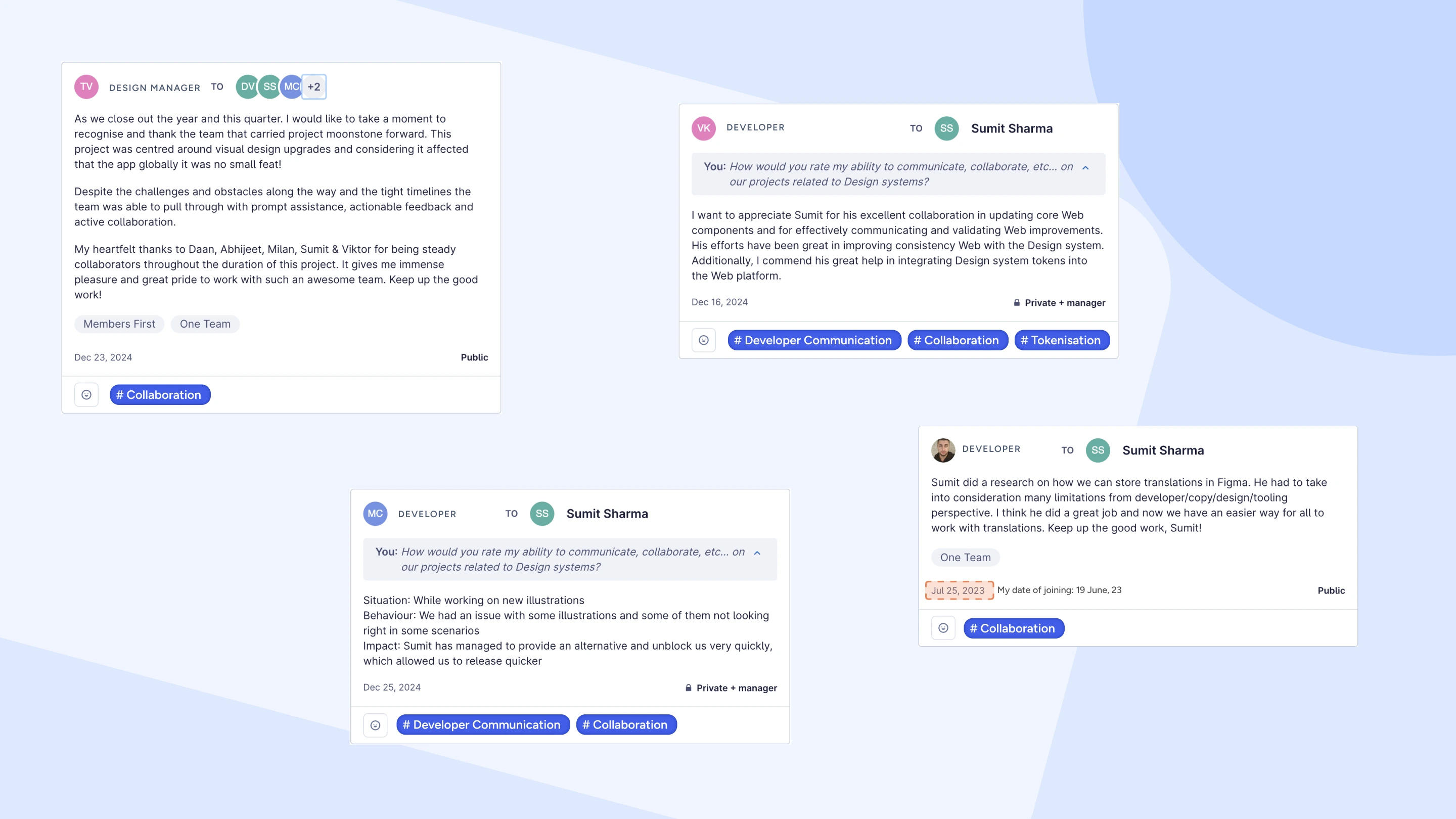 Appraises of work at Tide given to Sumit Sharma