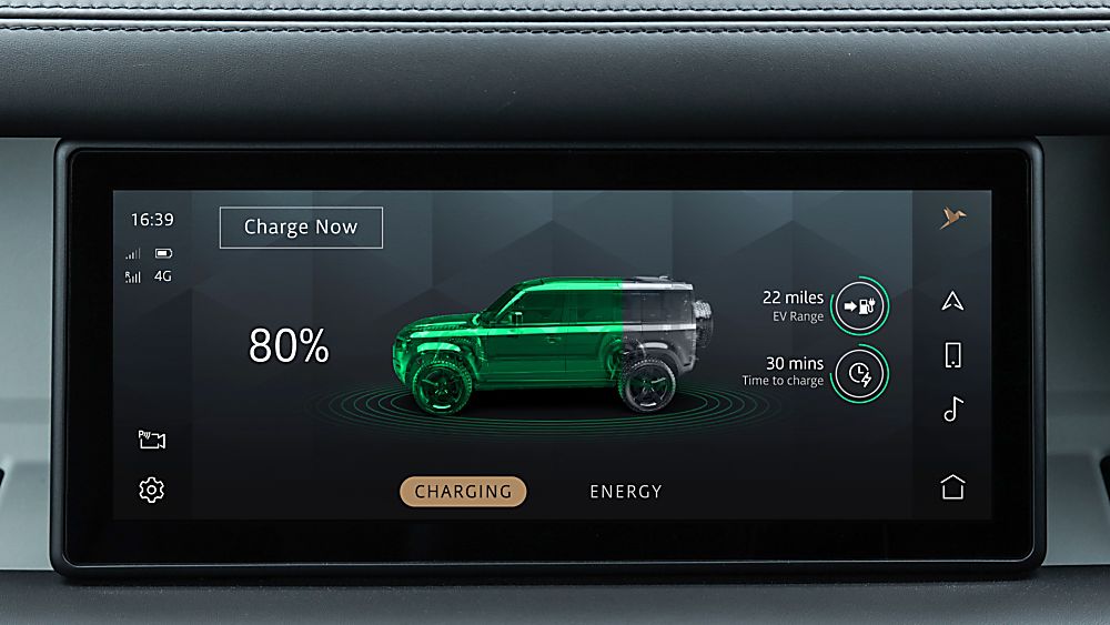 Land Rover Defender PHEV remote app with charging status