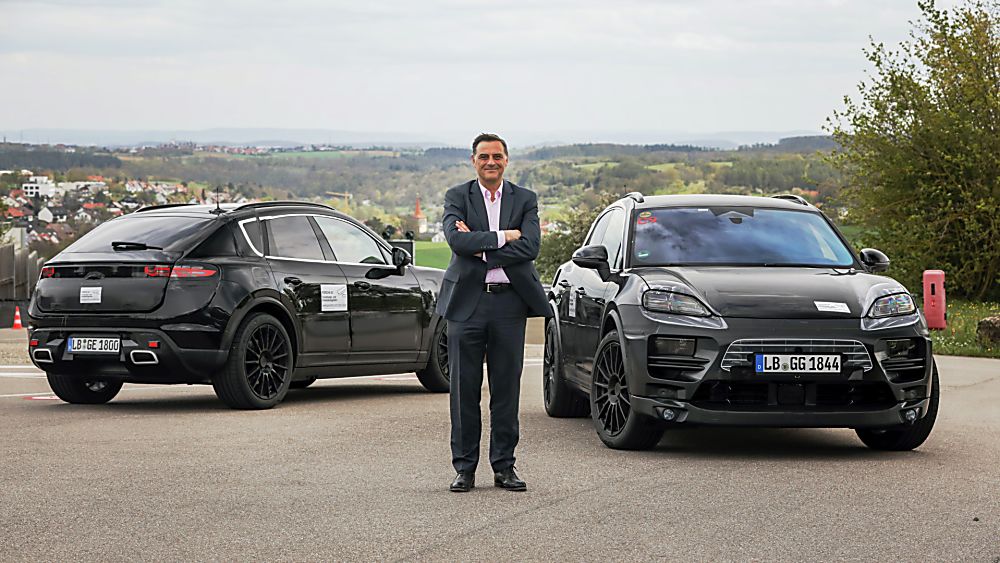 PORSCHE: All-electric Macan previewed in development 'mule' guise Hero Front and Rear
