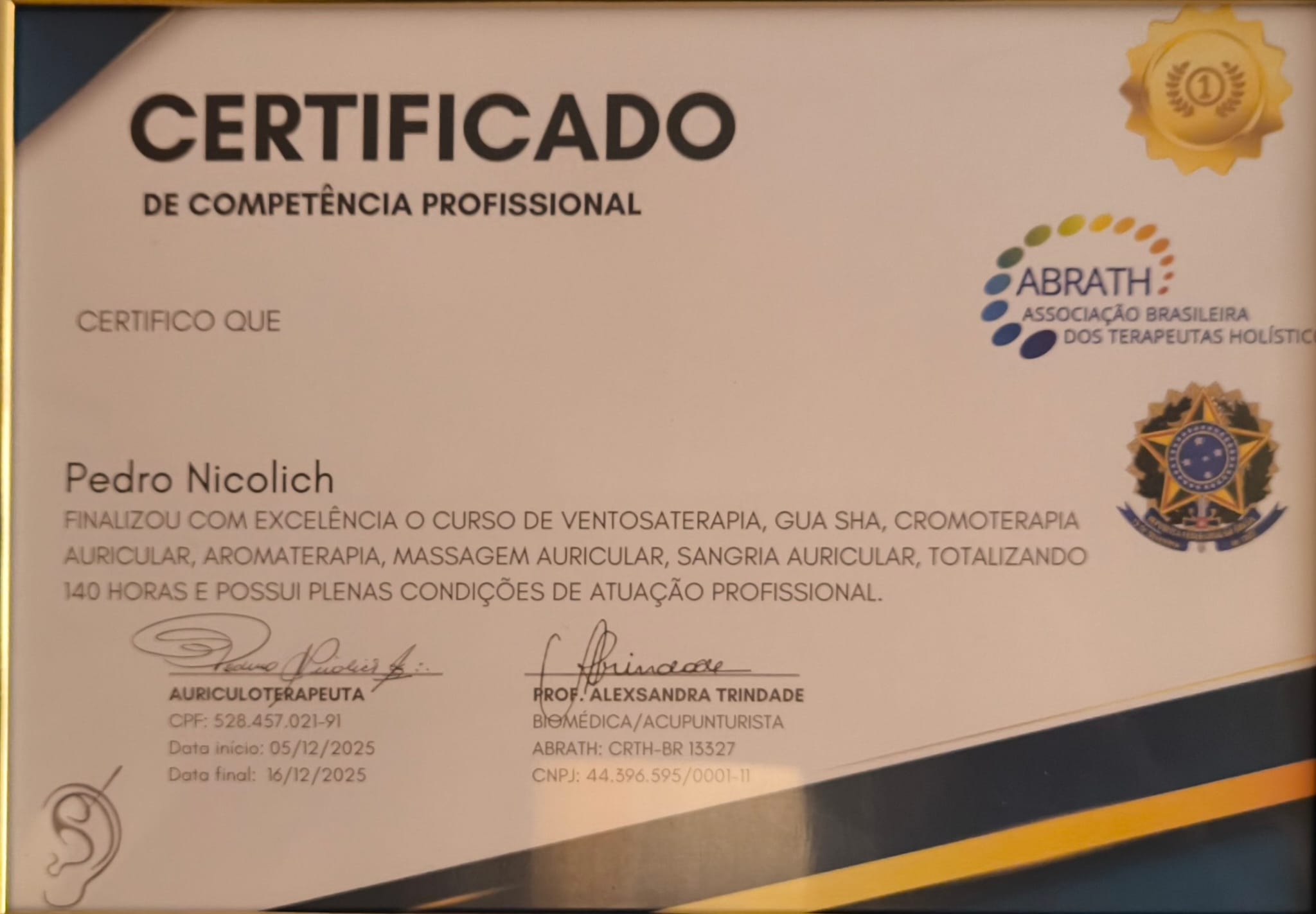 Certificado de formação holística