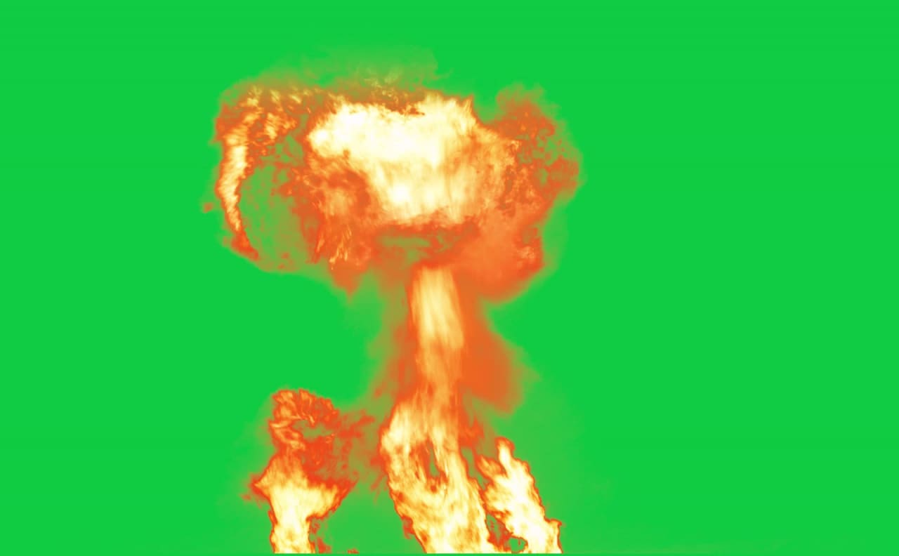 Upward Burst Fireball Explosion Green Screen preview