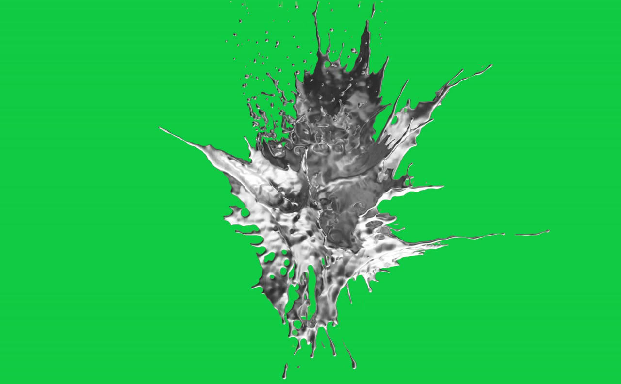 Liquid Metal Sci-Fi Splatter Explosion Green Screen preview