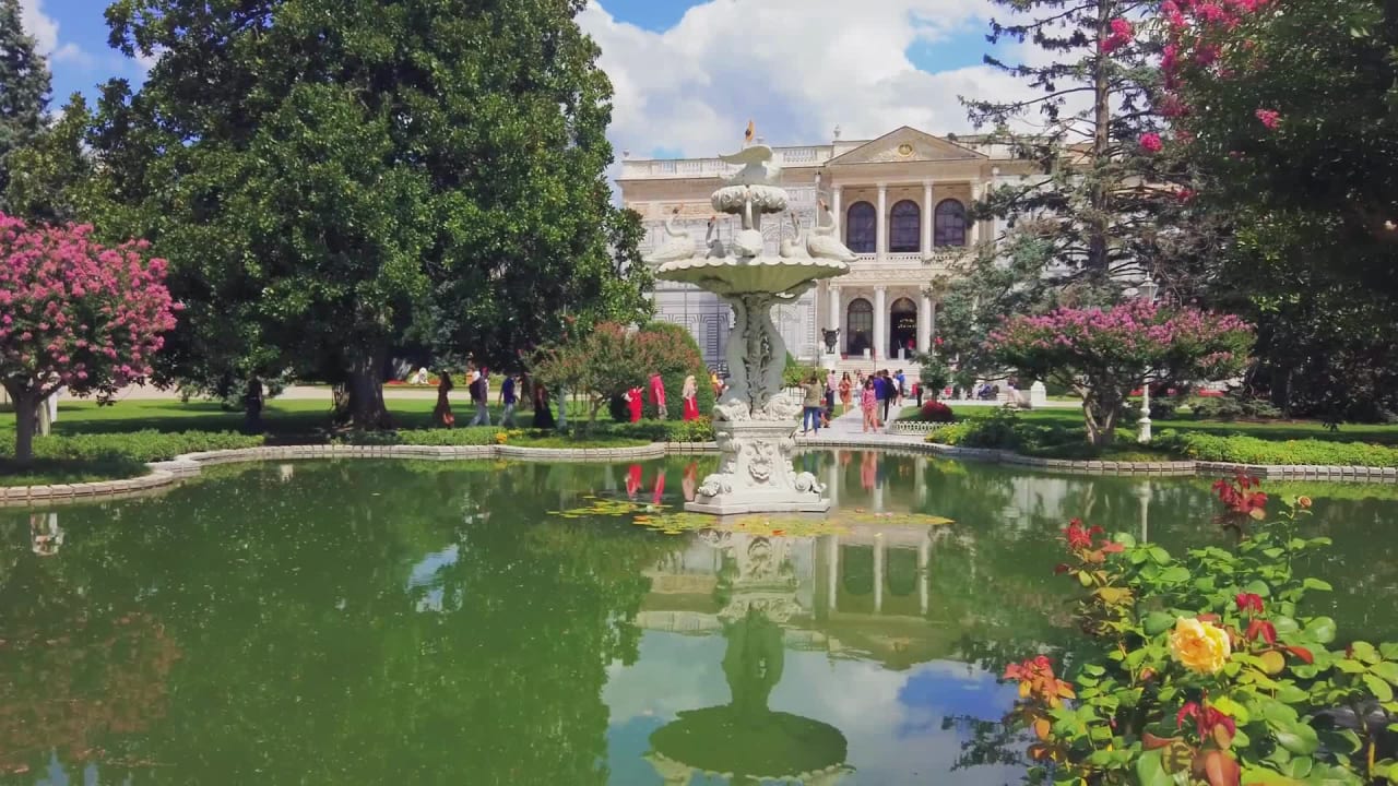 Stock Video of Royal Garden of Dolmabahce Palace preview