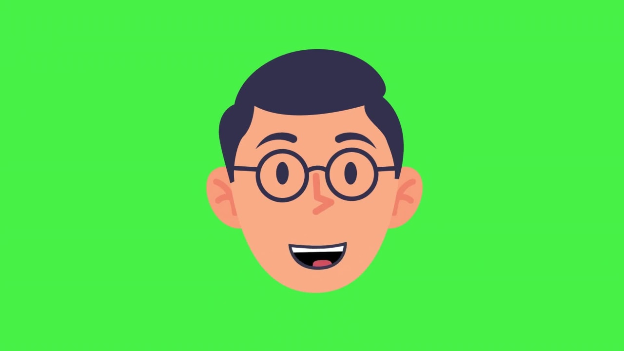 Animated Boy Face Lip Sync on Green Screen preview