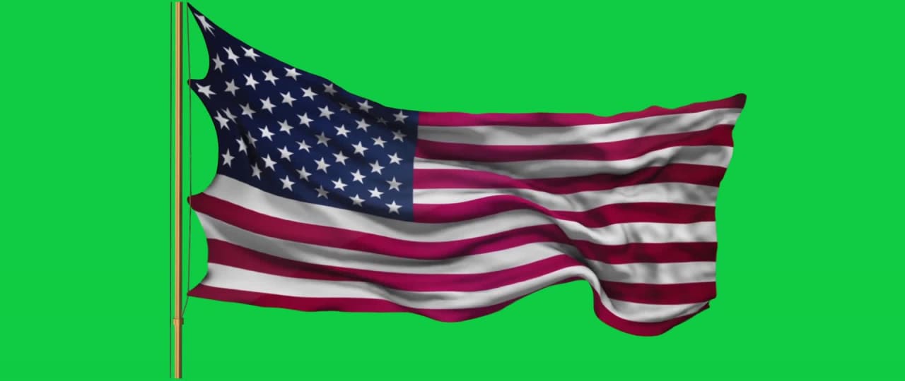 American USA Flag Waving Green Screen preview