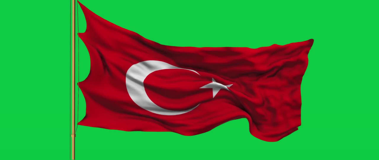 Turkey National Flag Waving Green Screen preview