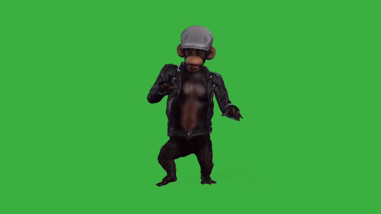 Cute Baby Monkey Dancing on Green Screen preview