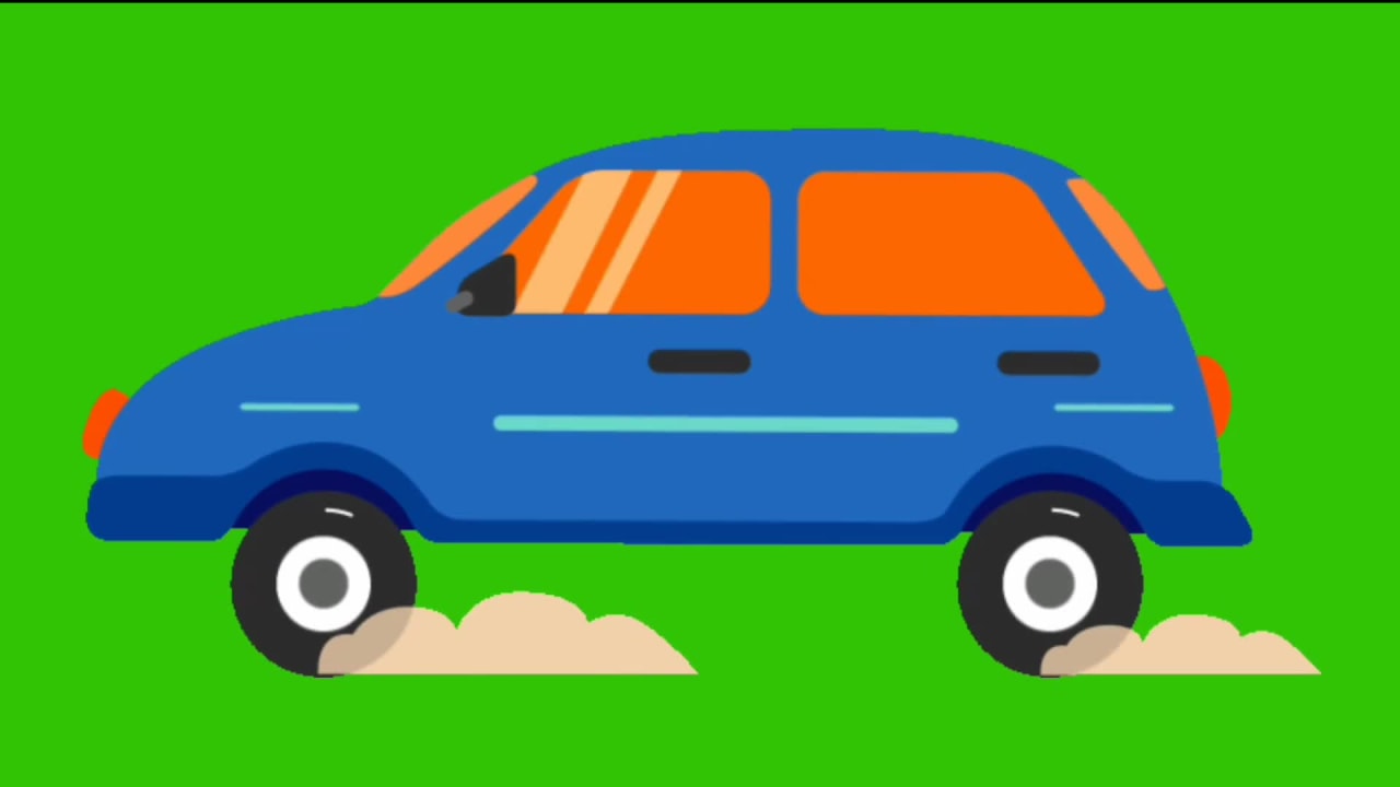 Different Types on Moving Car on Green Screen preview