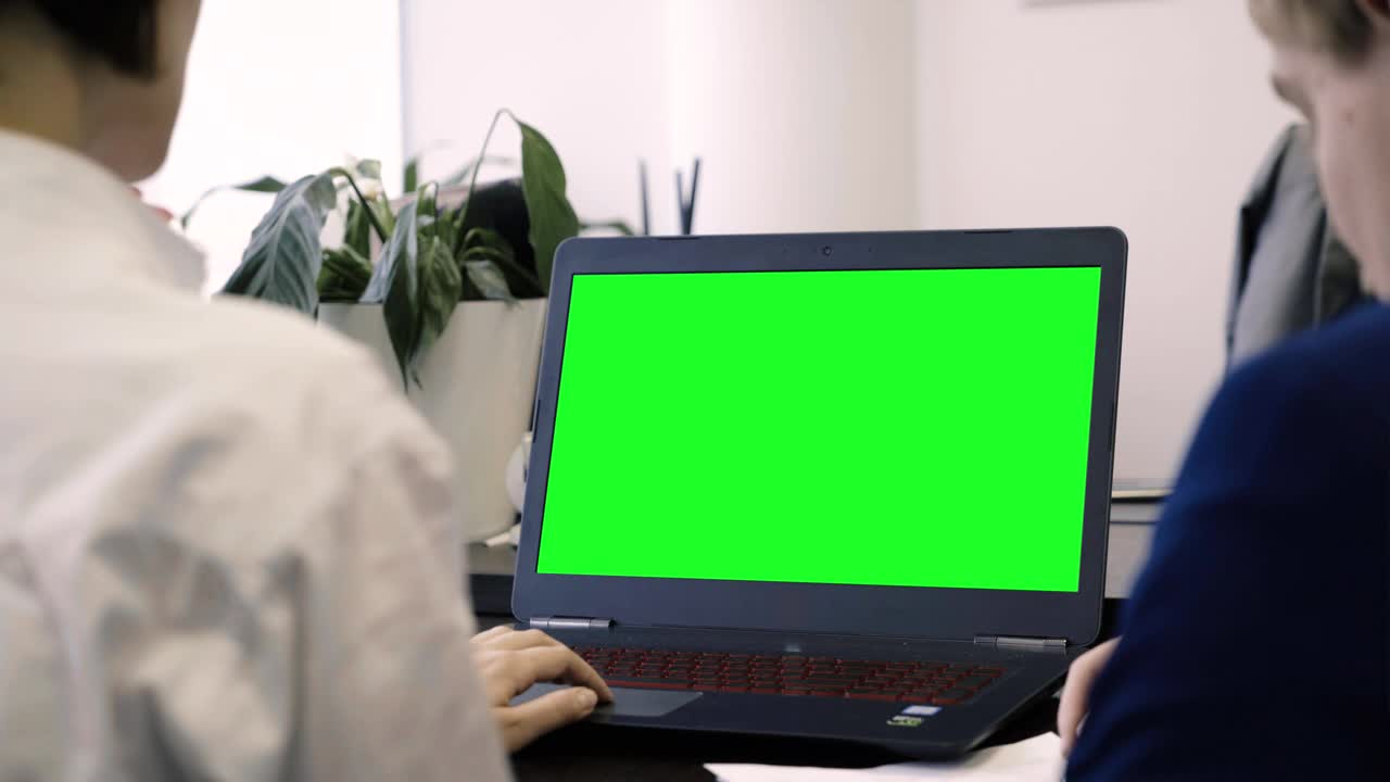 Office Laptop with a Green Screen preview