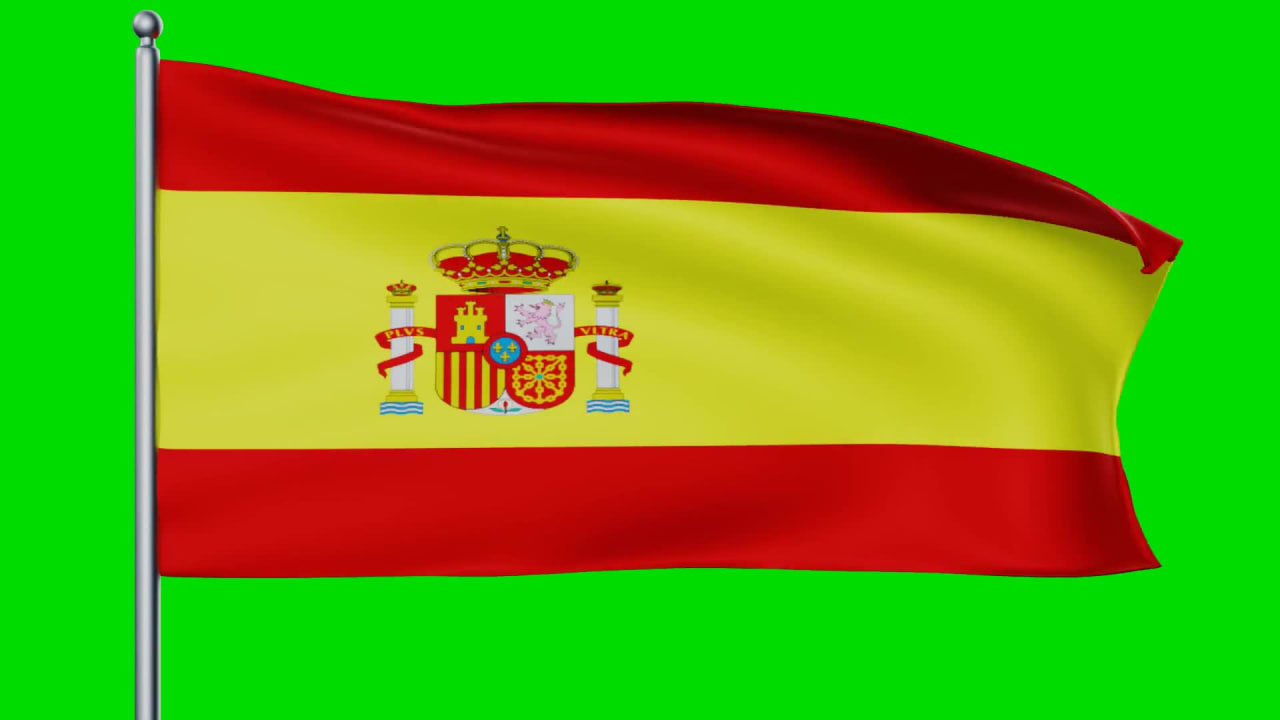 Spain Flag Waving on Green Screen preview