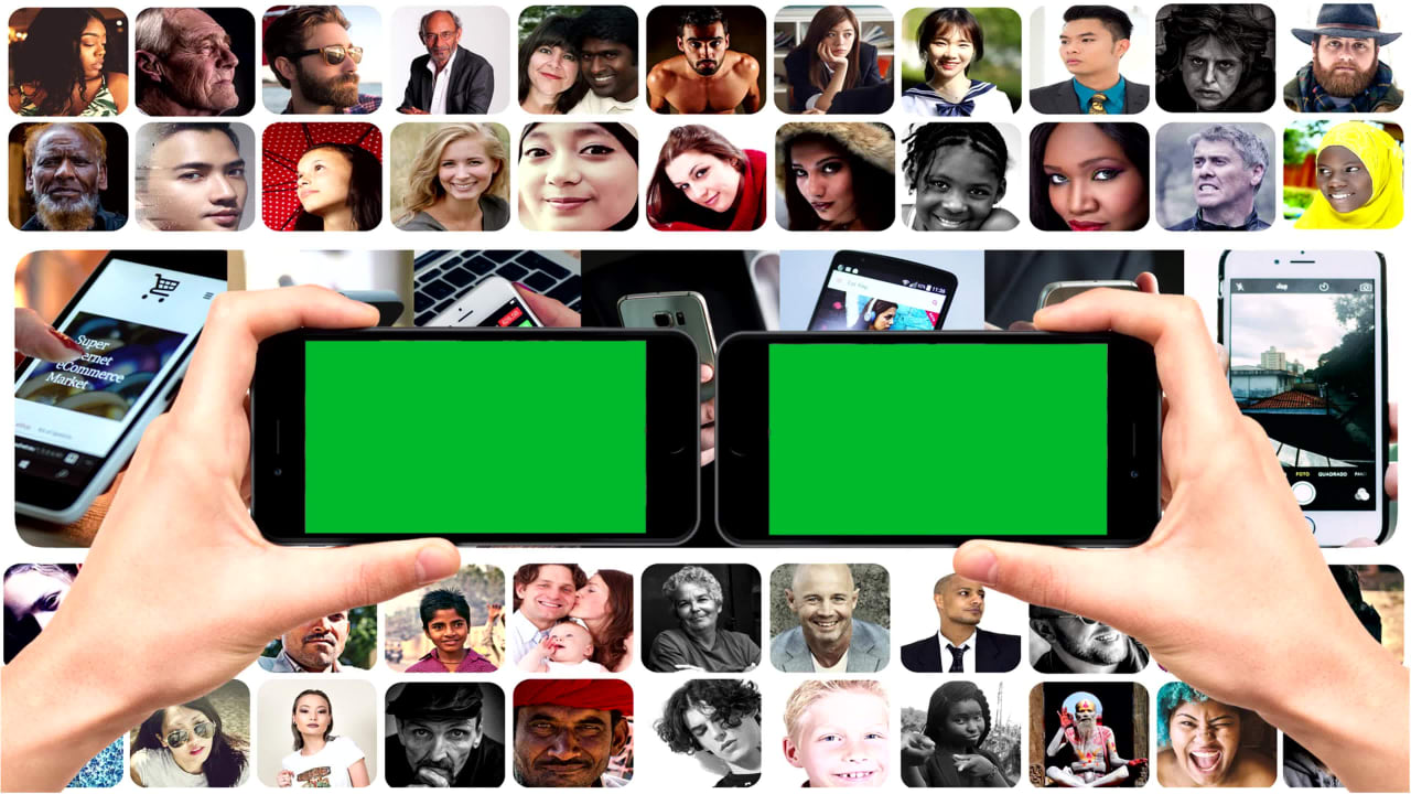 Two Mobile Screen Show Green Screen preview