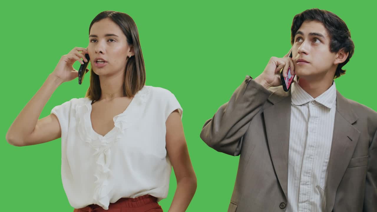 Young Entrepreneurs on Phone Call Free Green Screen preview