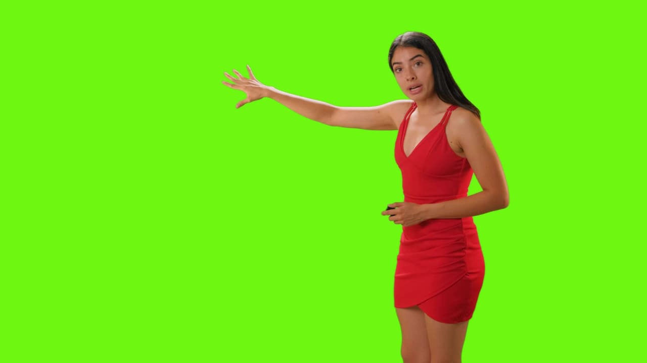 Weather Presenter Giving Newsroom Presentation on a Green Screen preview