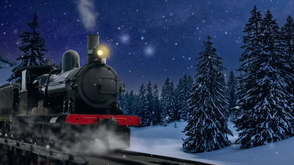 Beautiful night scene of train in christmas night preview