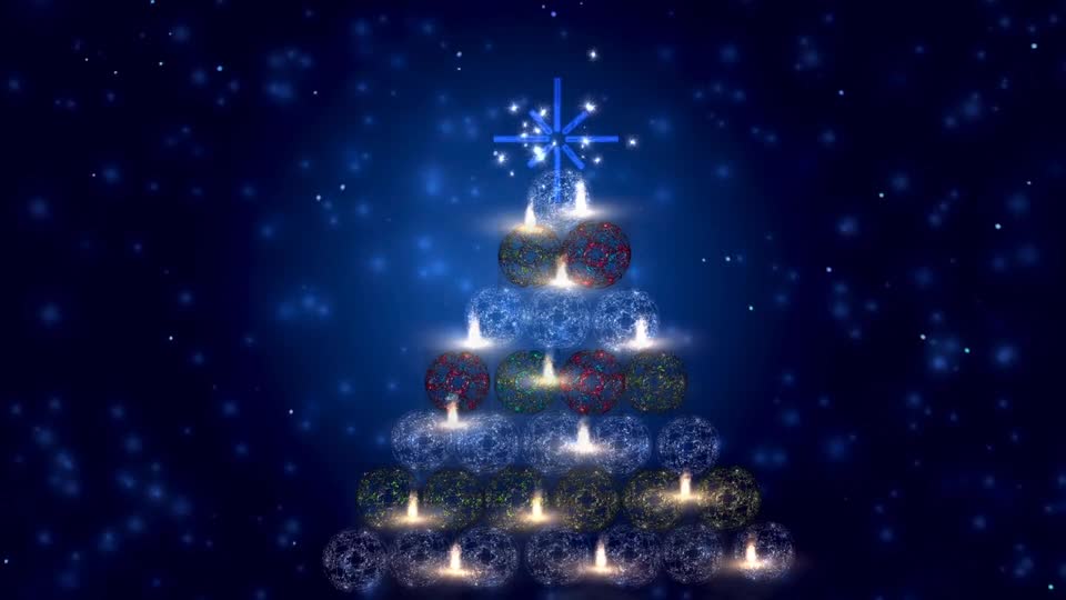 Animated christmas tree with elements preview
