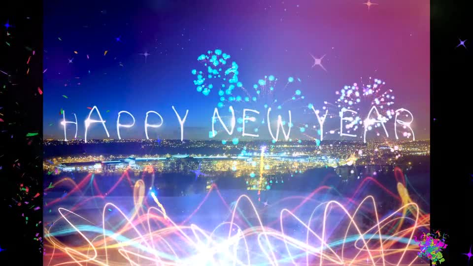 Happy new year with colorful fireworks preview