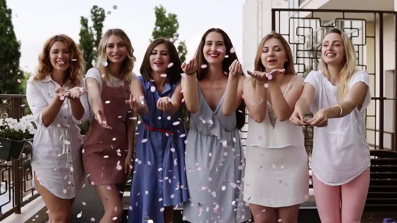 Girls enjoy with confetti preview
