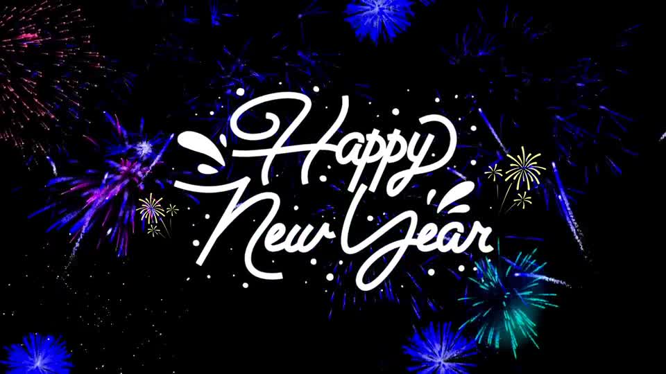 Happy new year with fireworks stock video preview