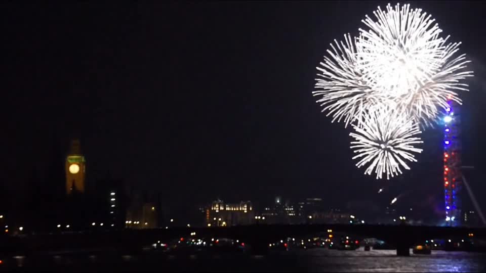 Stock footage of fireworks from Burj Khalifa preview