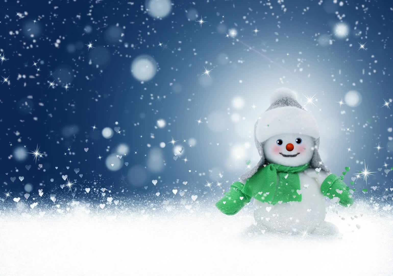 Stock footage of snowman and animated hearts preview