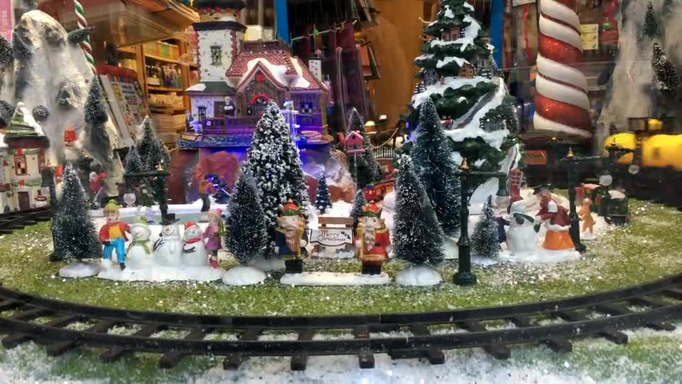 Stock footage of toy train and christmas toys and trees preview