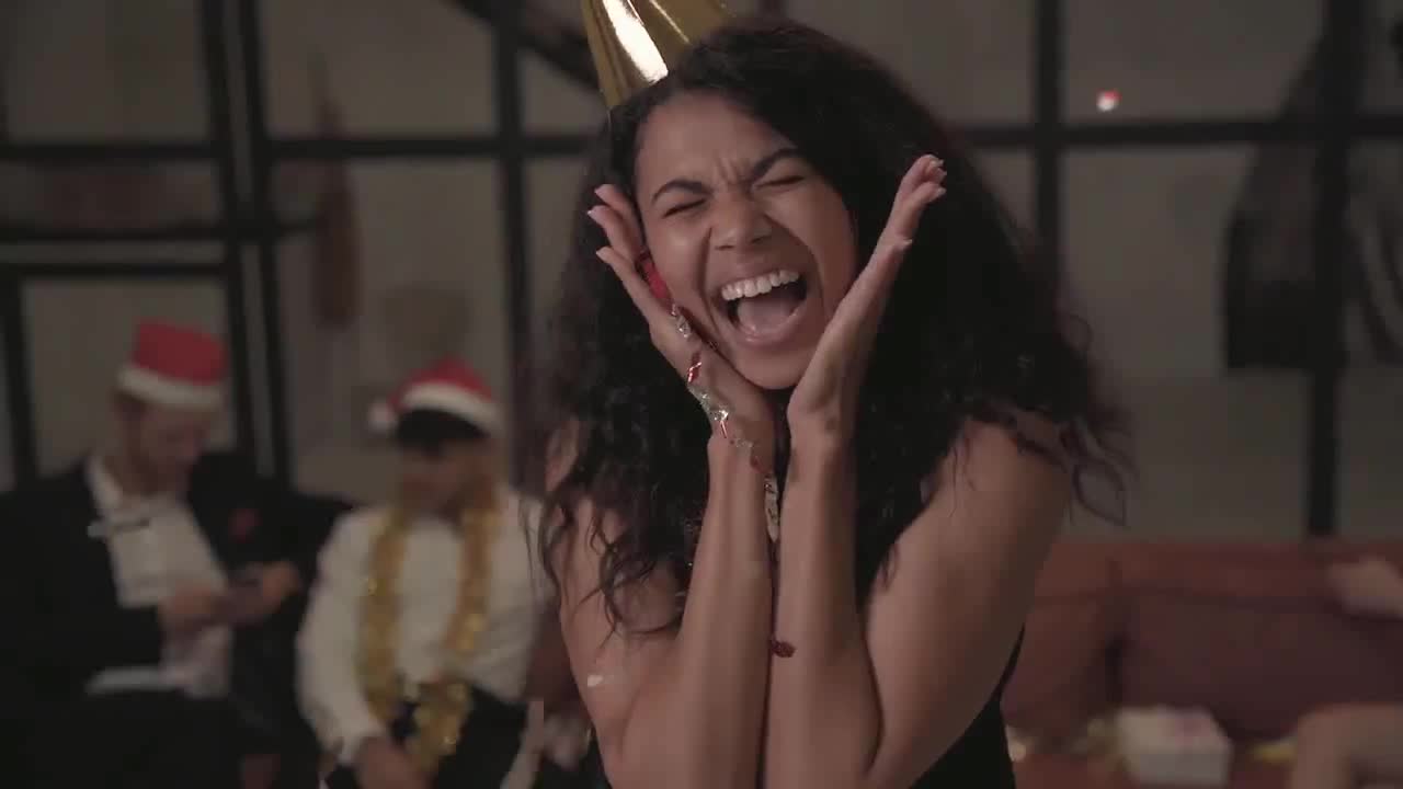 Stock video of girl dance with confetti preview