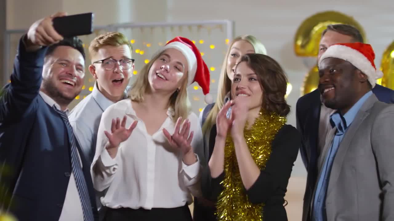 Stock video of friends making pout while taking video preview
