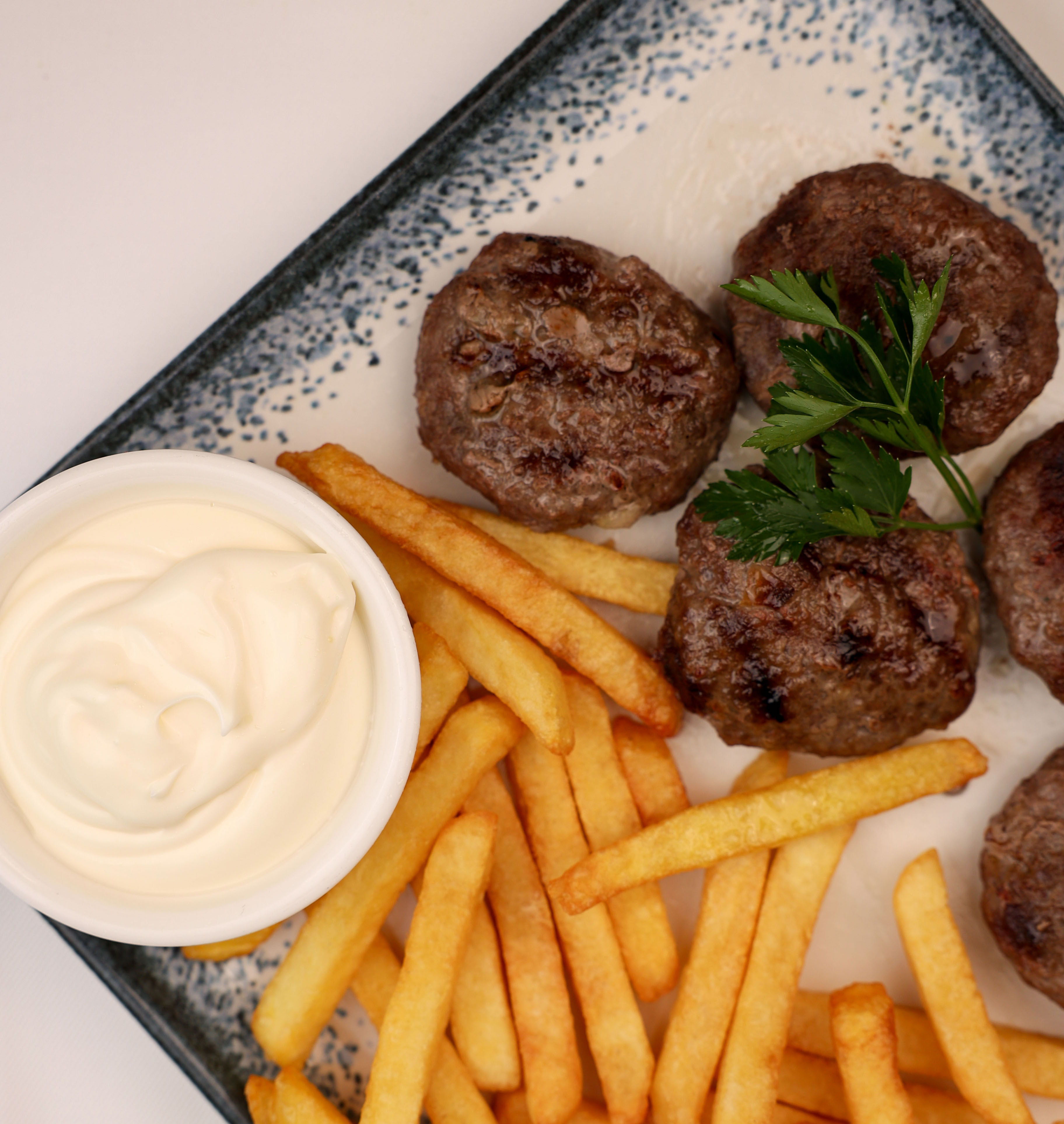 Grilled Meat Balls, French Fries,