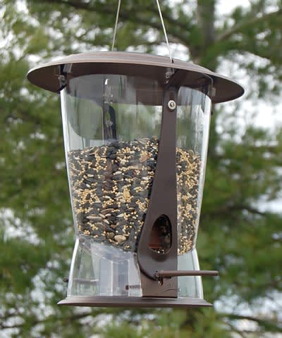 Bird feeder that is half full