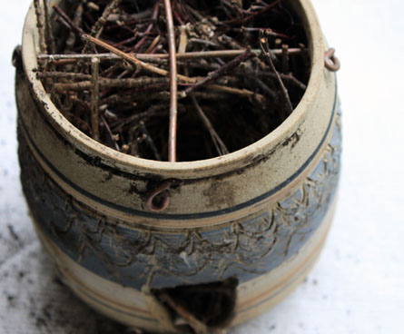 Birdfeeder that was taken over by a nesting finch