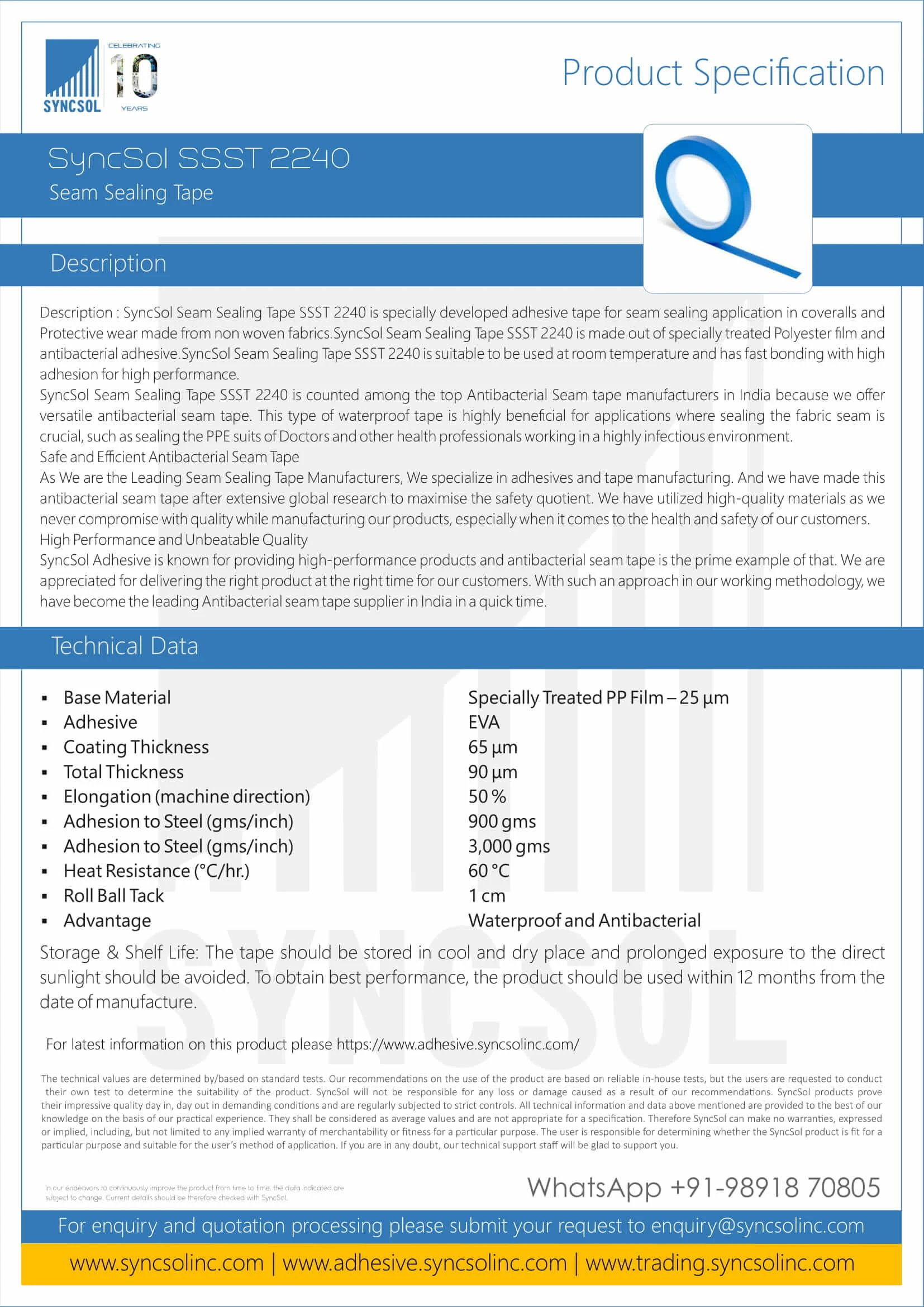 SyncSol Seam Sealing Tape SSST 2240