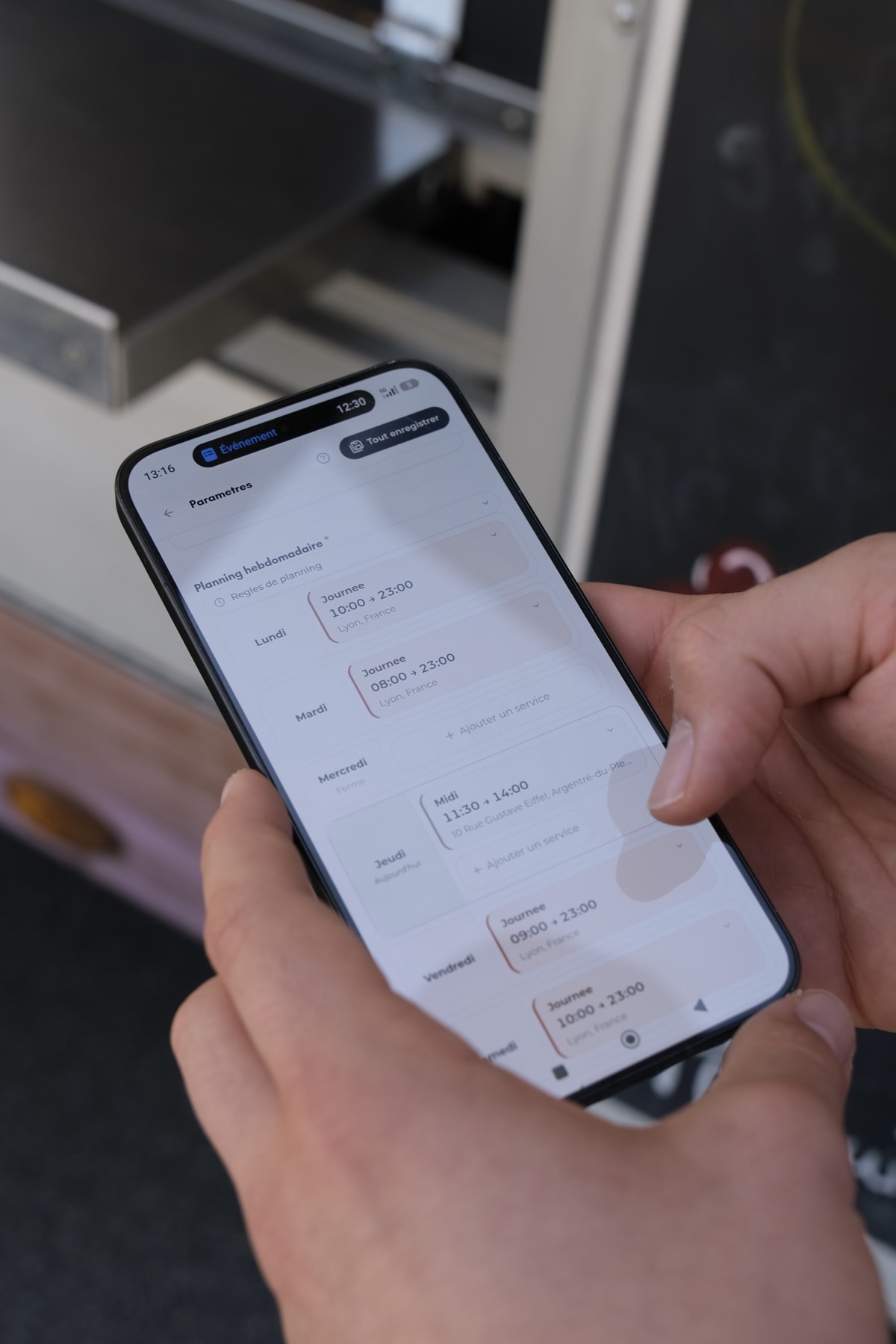 Le planning hebdomadaire d'un food truck géré en temps réel sur l'application pro Truckons