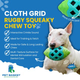 Cloth Grid Rugby Squeaky Chew Toy for Dog view 4