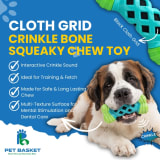 Cloth Grid Crinkle Bone Squeaky Chew Toy for Dog view 4
