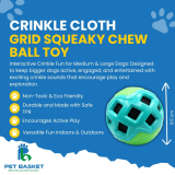 Crinkle Cloth Grid Squeaky Chew Ball Toy for Dog view 5