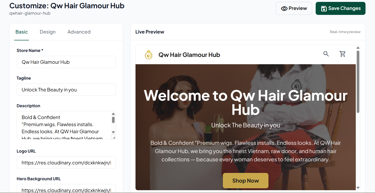 CartMor Store Builder — Template selection and visual customizer