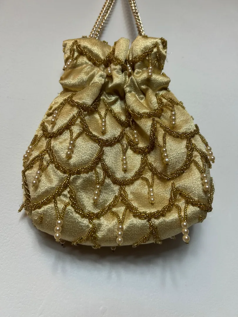 Vintage Gold Beaded Evening Bag