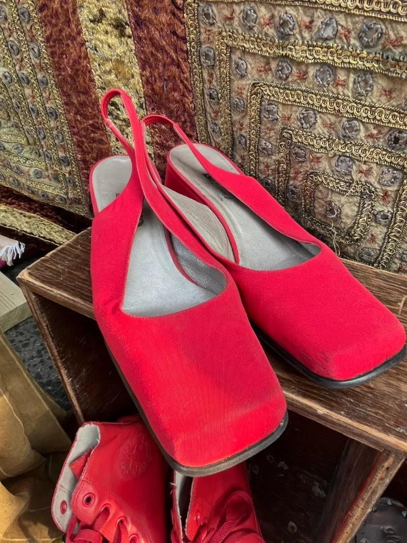 Vibrant Red Slingback Flats