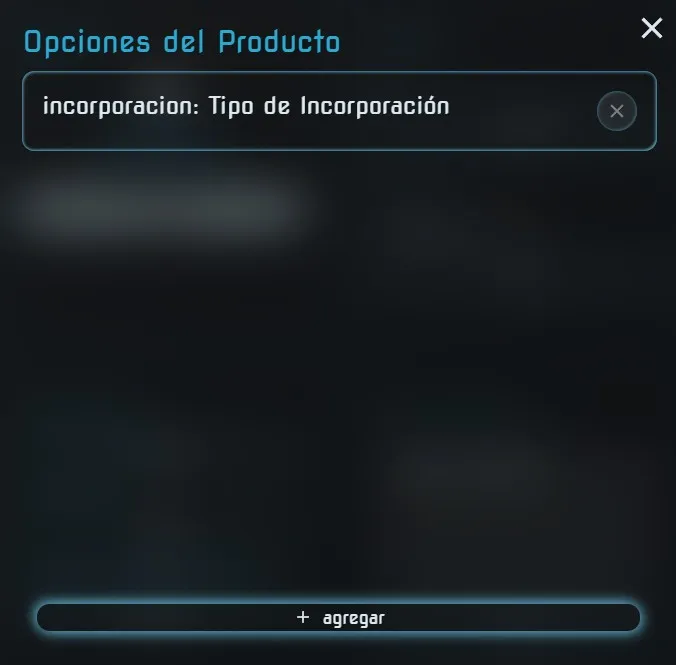 Opciones con agregar