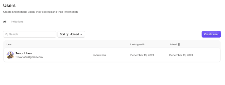 Clerk dashboard