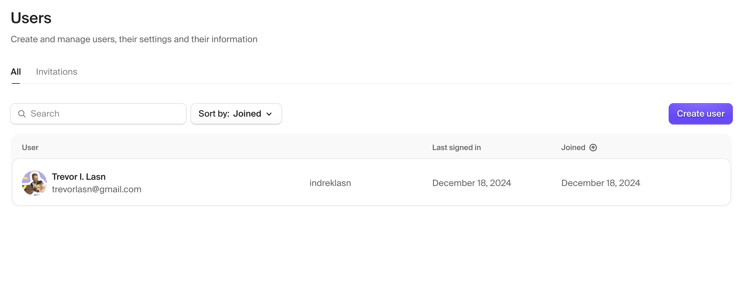Clerk dashboard