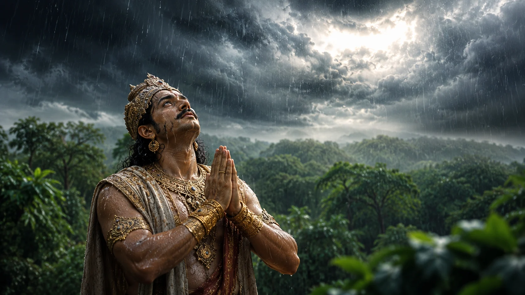 King Mandhata observing the Devshayani Ekadashi Vrata for rain
