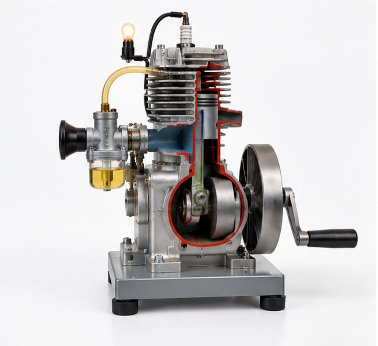 Demonstrational Section Working Model of 2 Stroke Petrol Engine