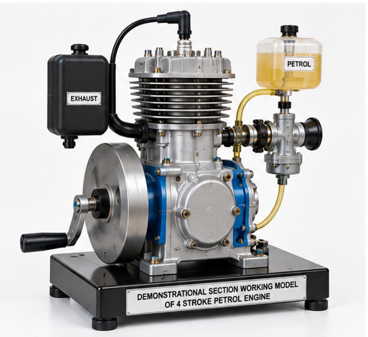 Demonstrational Section Working Model of 4 Stroke Petrol Engine