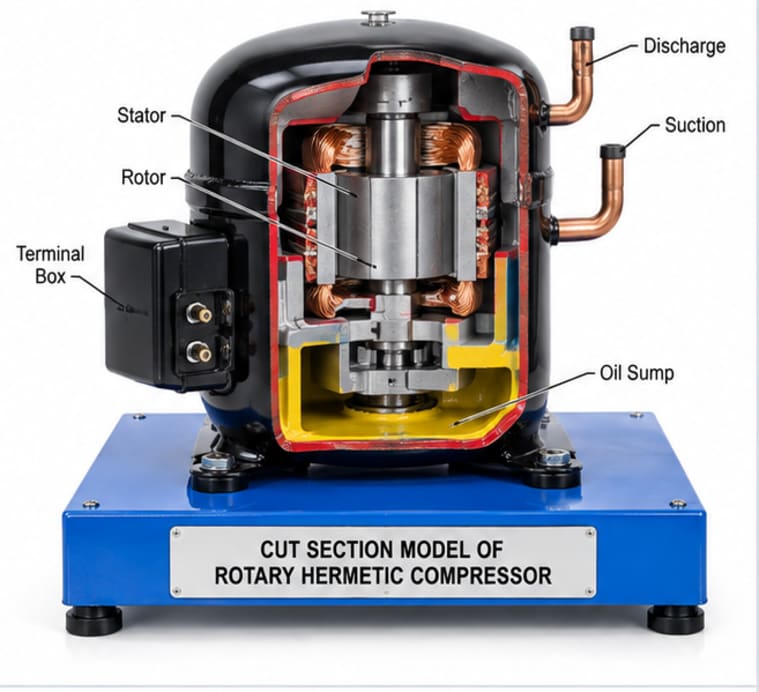 Cut Section Model of Rotary Hermetic Compressor