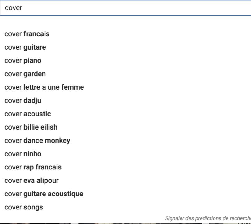 barre recherche keywords mot clé youtube musicien