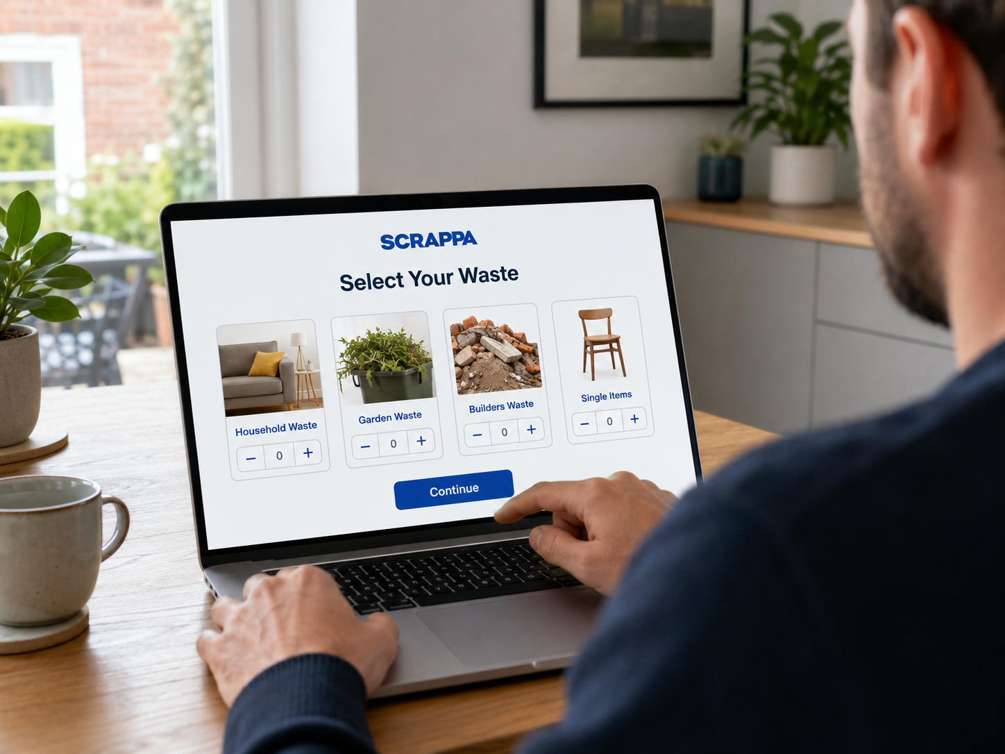 Customer selecting waste items using the Scrappa online booking system