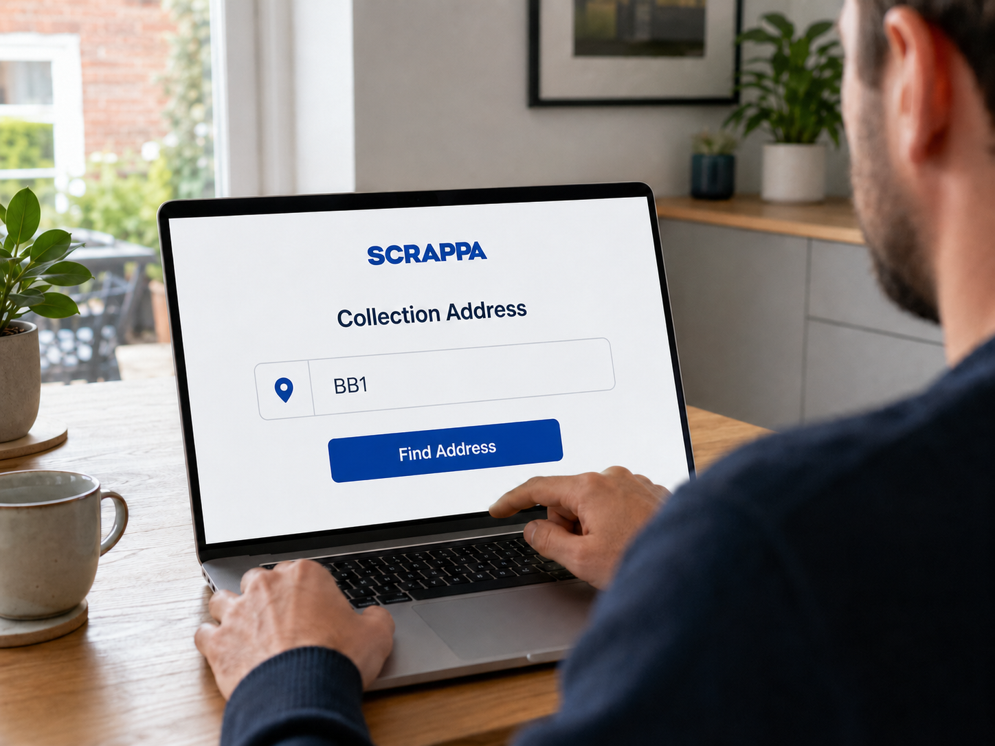 Customer entering a Blackburn collection address into the Scrappa booking system