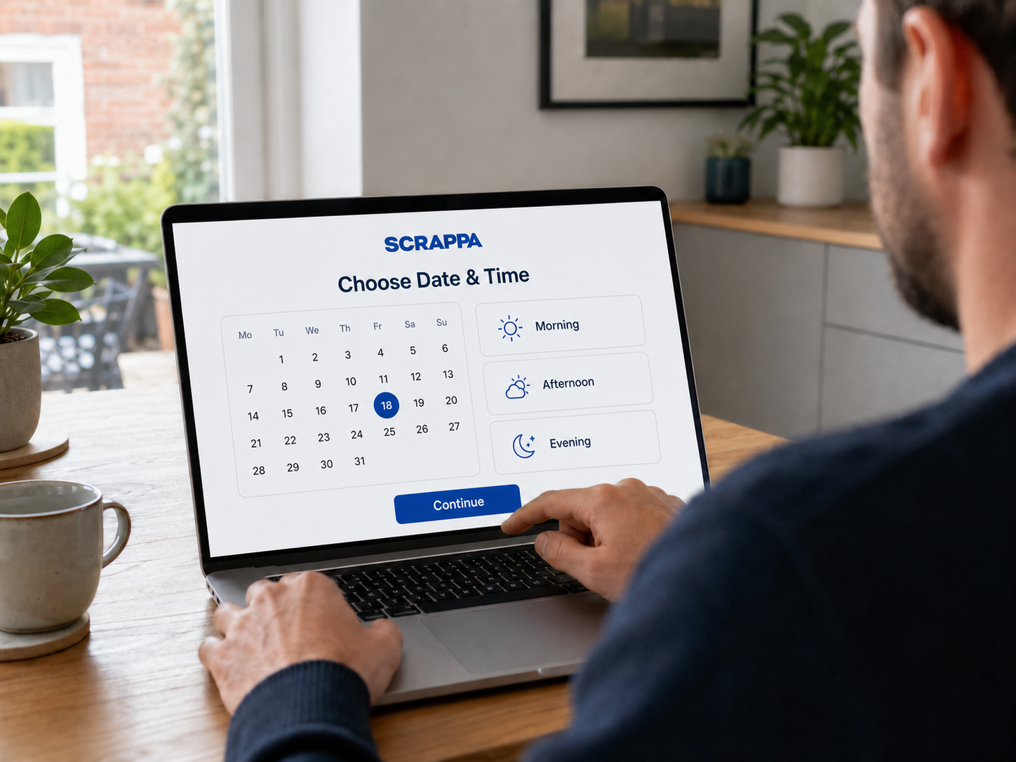 Customer choosing a date and time for a Scrappa waste collection in Blackburn