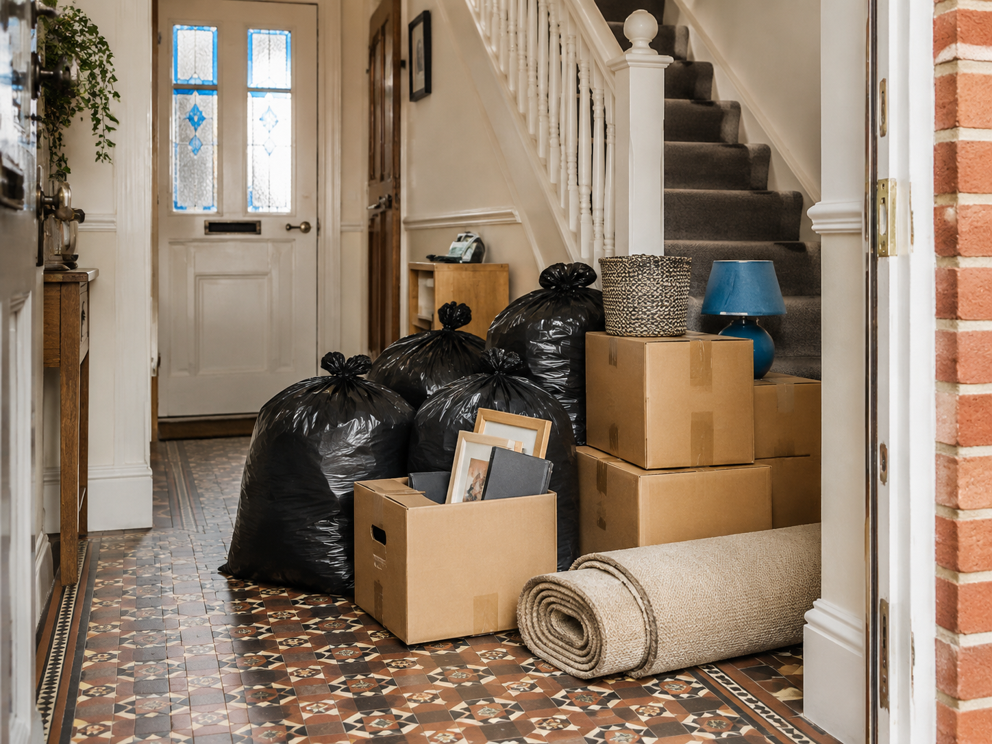 Household waste ready for collection from a Blackburn property